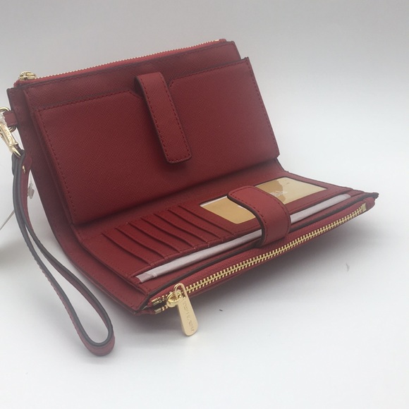 Michael Kors Peyton LG Double Zip Wristlet scarlet - Picture 5 of 8